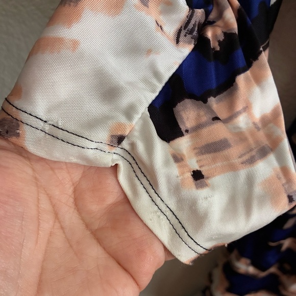 Parker Blouson Catalina Dress Stretch Drape Faux Wrap Watercolor Dolman Sleeve S - Picture 15 of 16